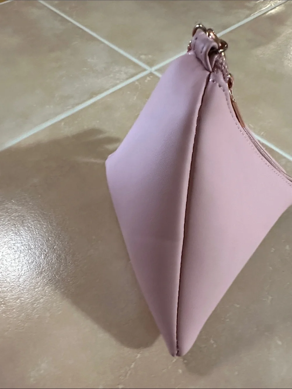 Women's Blush Pink Wristlet Clutch with Tassel & Pearl Charm